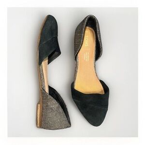 Toms Jutti D’Orsay Womens 8 Black Suede With Textile Flats Shoes Casual Office